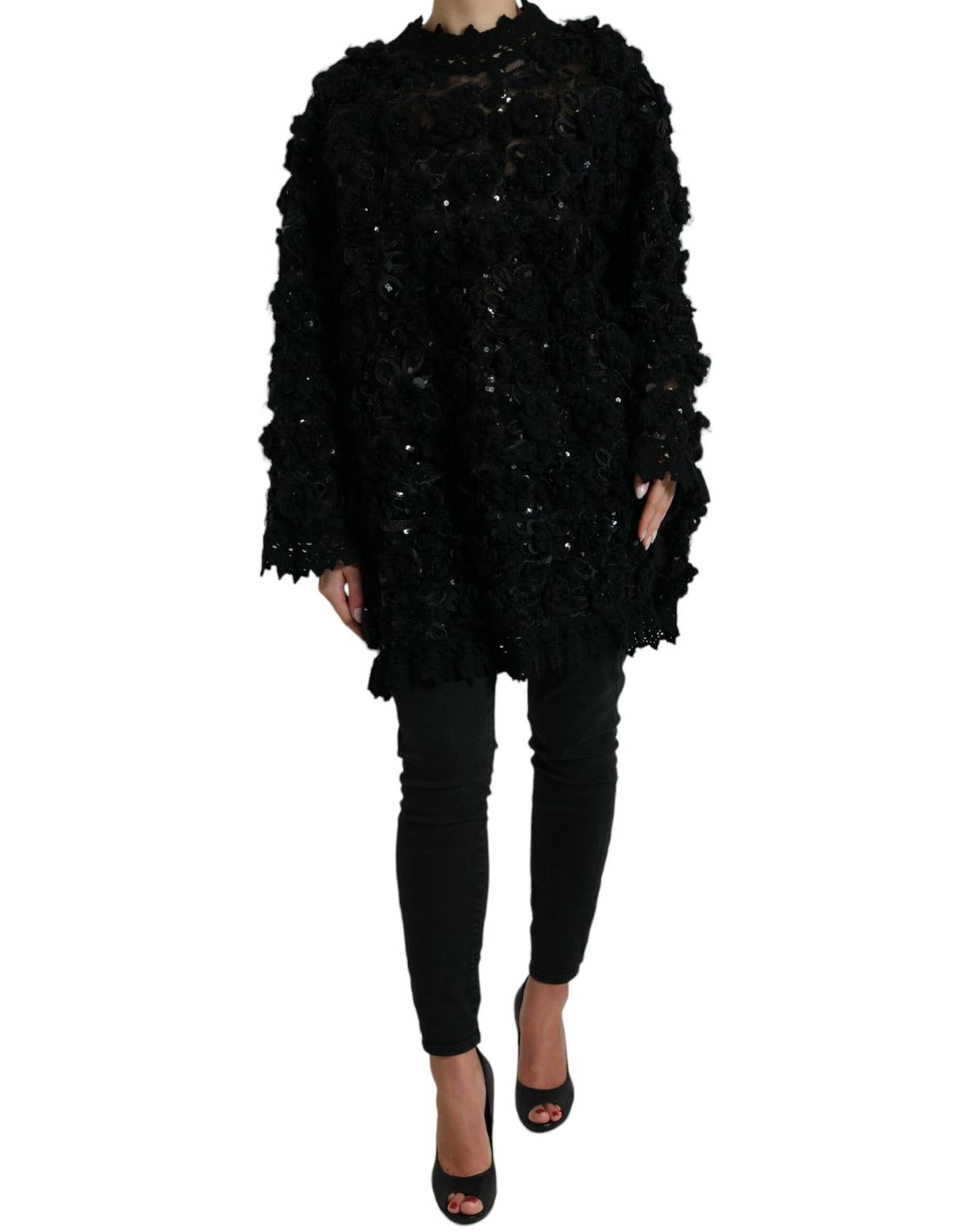 Pull-over à sequins noirs Dolce & Gabbana