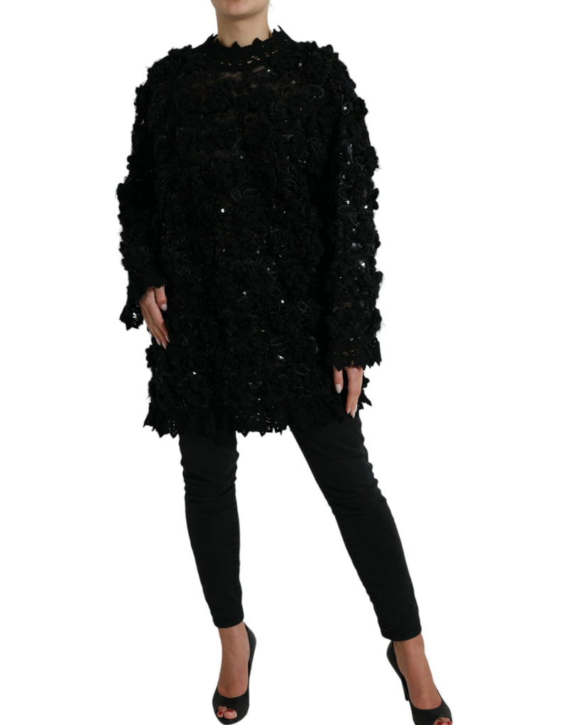Pull-over à sequins noirs Dolce & Gabbana