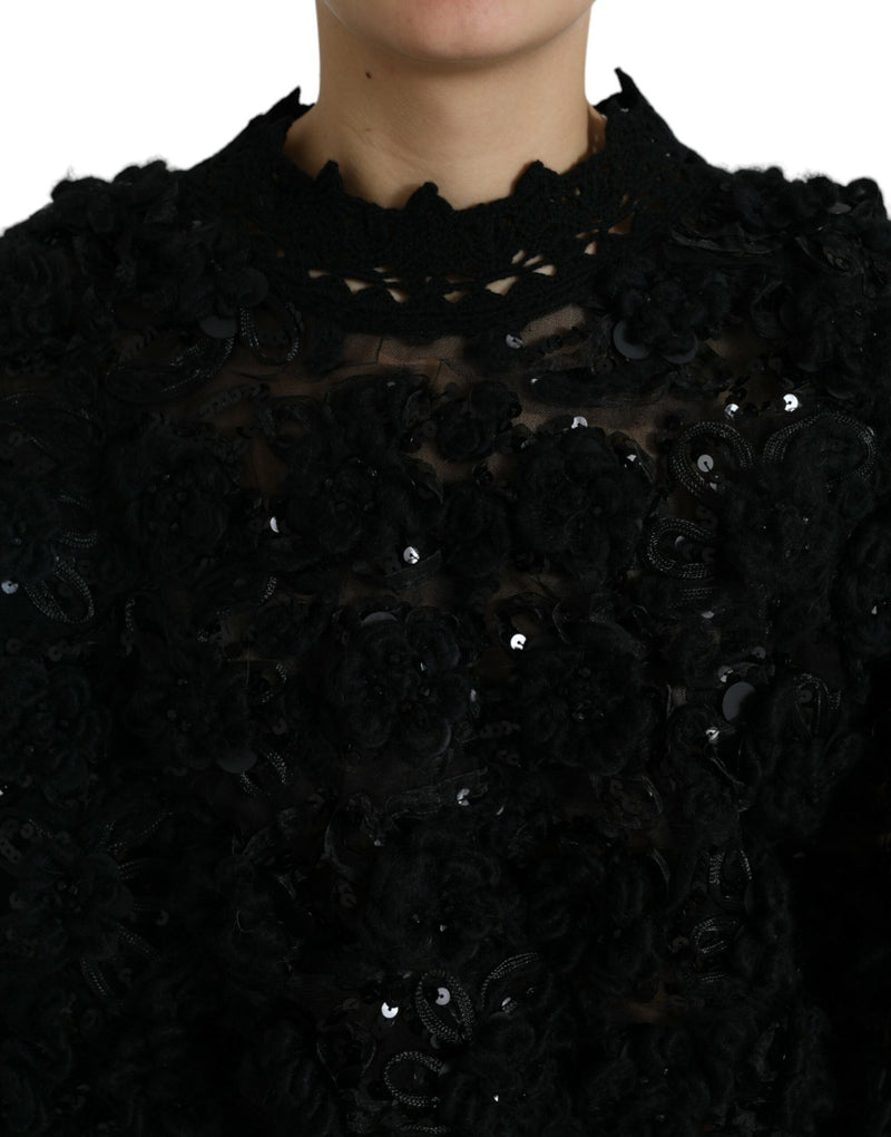 Pull-over à sequins noirs Dolce & Gabbana