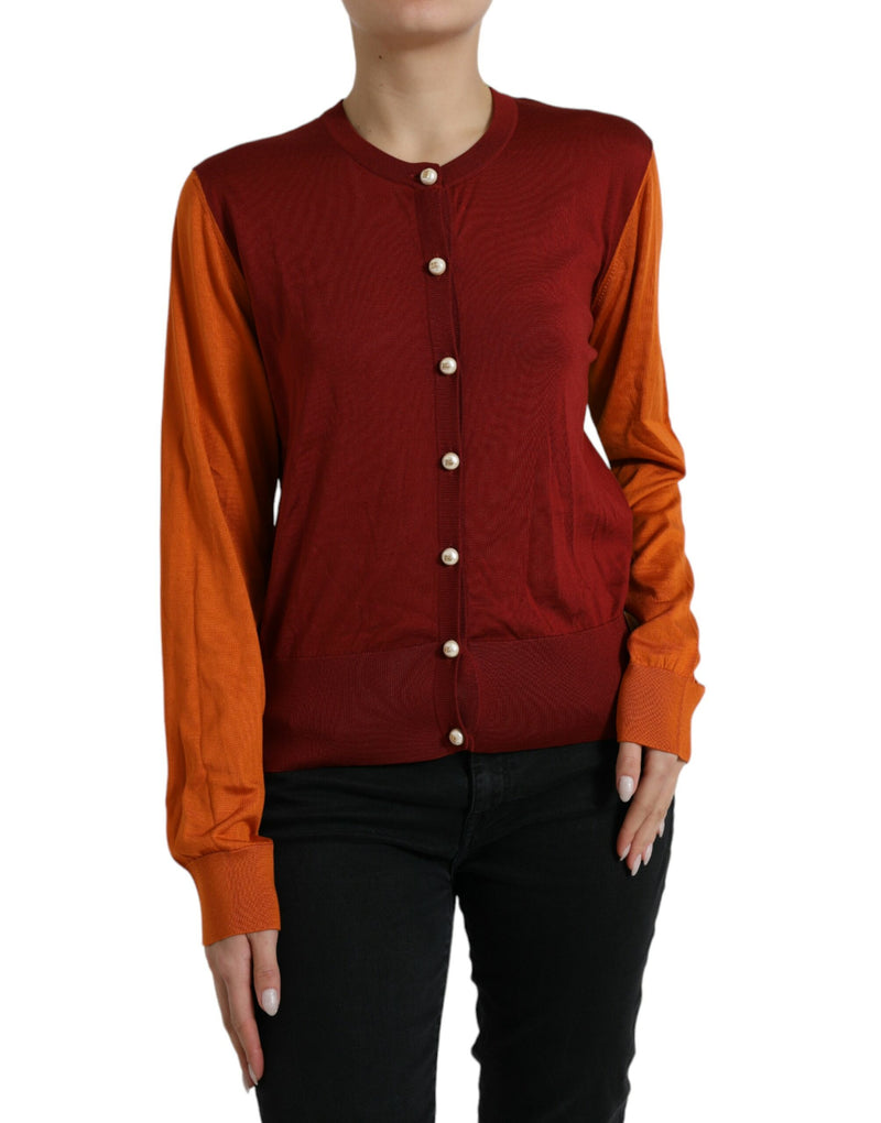 Dolce & Gabbana Cardigan Color Block en Soie Multicolore