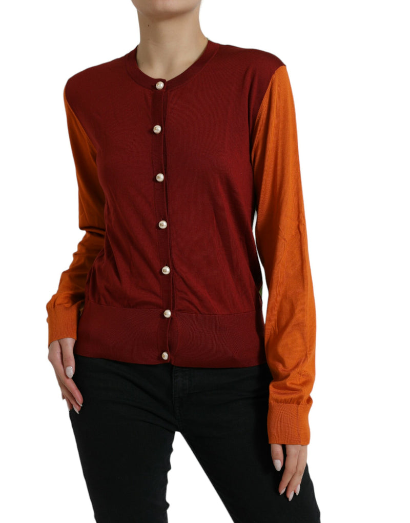 Dolce & Gabbana Cardigan Color Block en Soie Multicolore