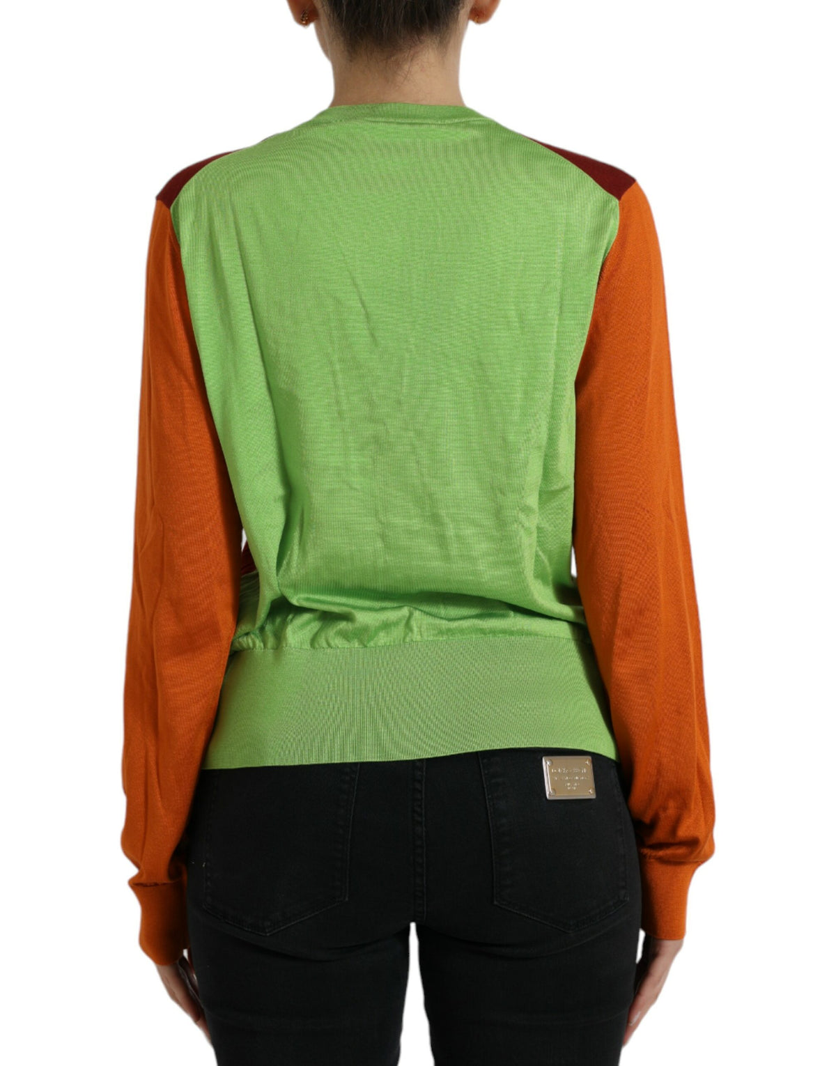 Dolce & Gabbana Cardigan Color Block en Soie Multicolore