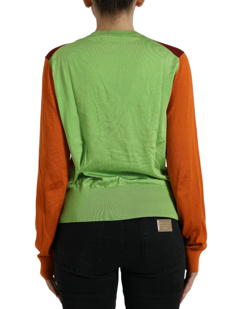 Dolce & Gabbana Cardigan Color Block en Soie Multicolore