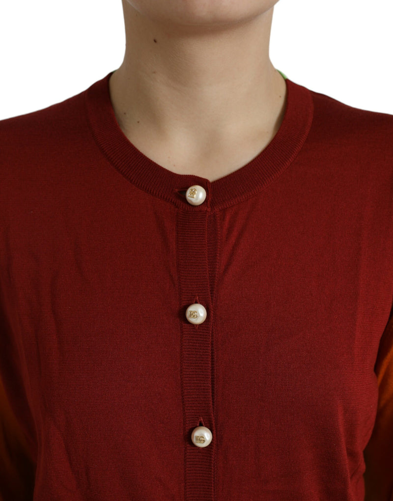 Dolce & Gabbana Cardigan Color Block en Soie Multicolore
