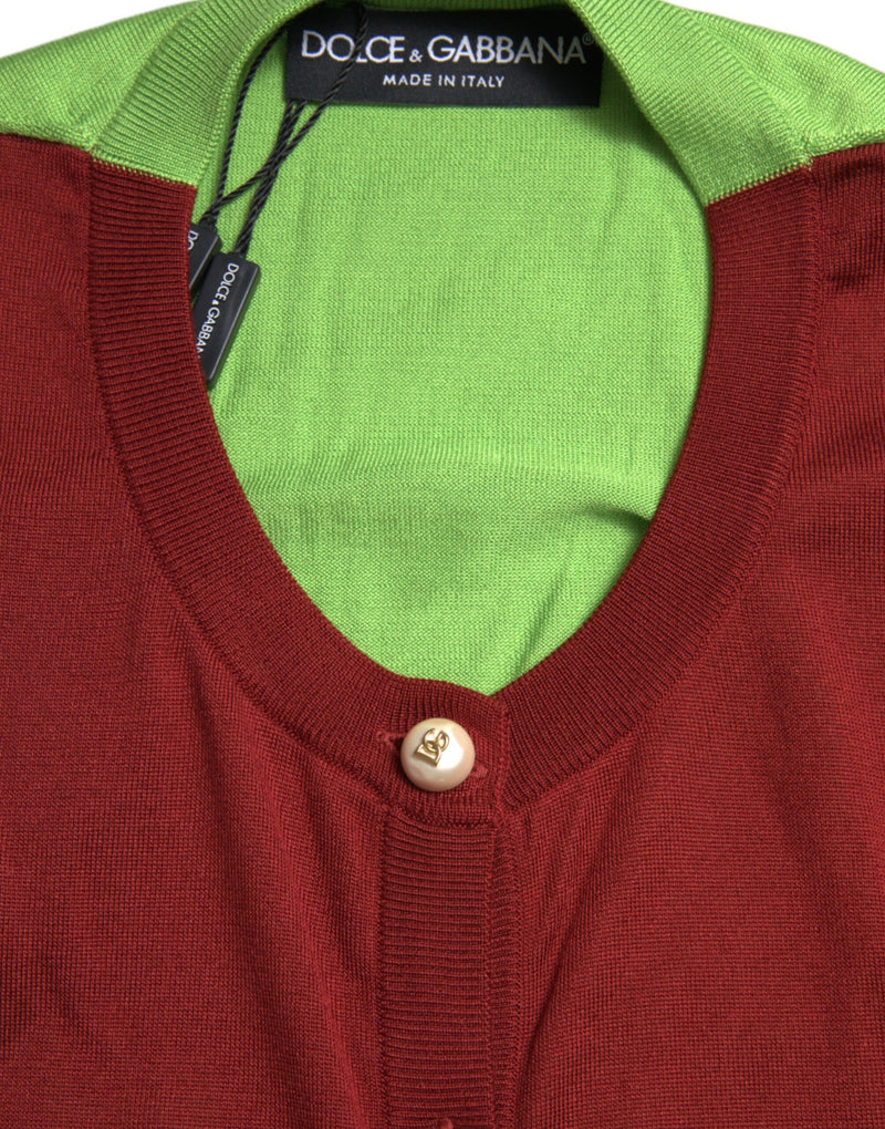 Dolce & Gabbana Cardigan Color Block en Soie Multicolore