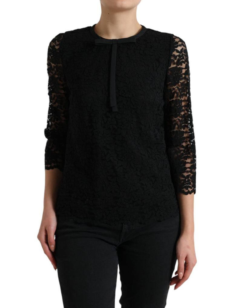 Dolce & Gabbana Black STAFF Floral Lace Top