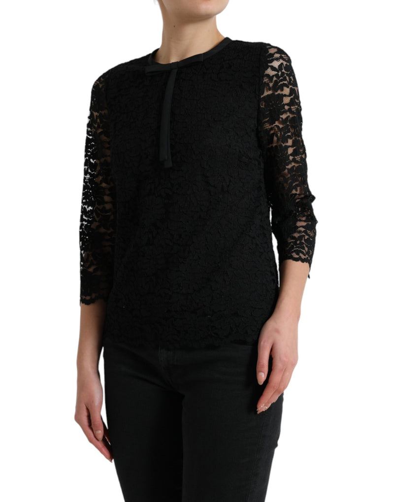 Dolce & Gabbana Black STAFF Floral Lace Top
