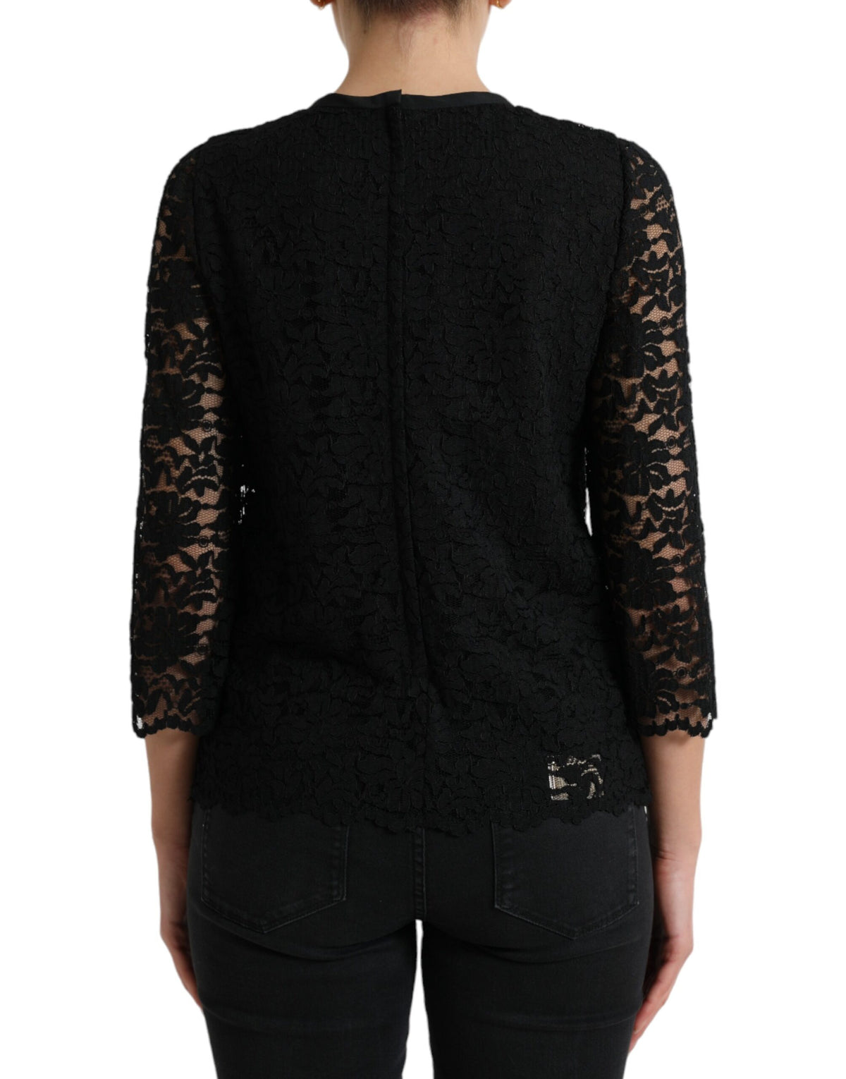 Dolce & Gabbana Black STAFF Floral Lace Top
