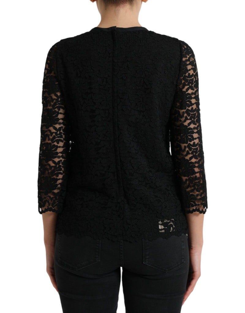Dolce & Gabbana Black STAFF Floral Lace Top