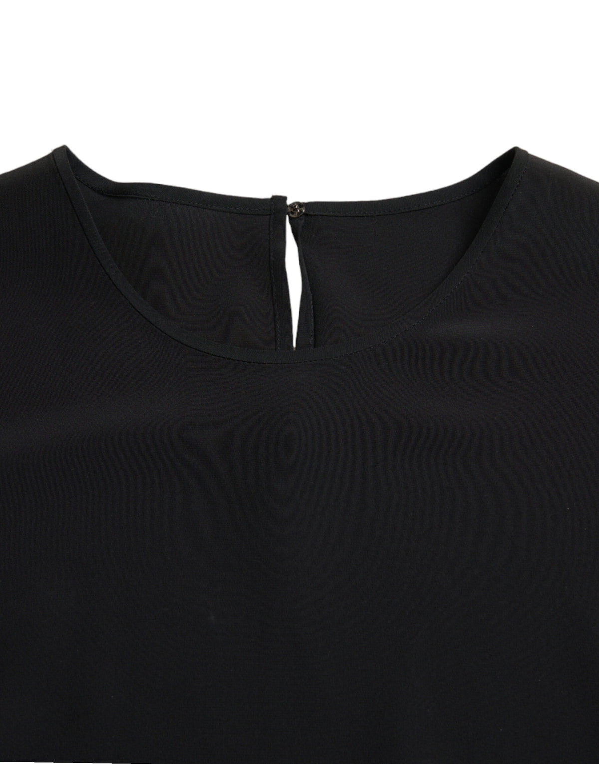 Dolce & Gabbana Blouse en Soie Noire à Col Rond et Manches Courtes