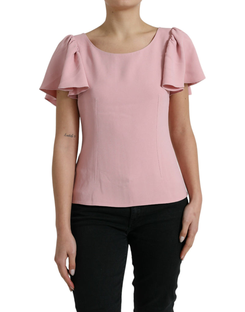Dolce & Gabbana Blouse Top Rose à Manches Courtes
