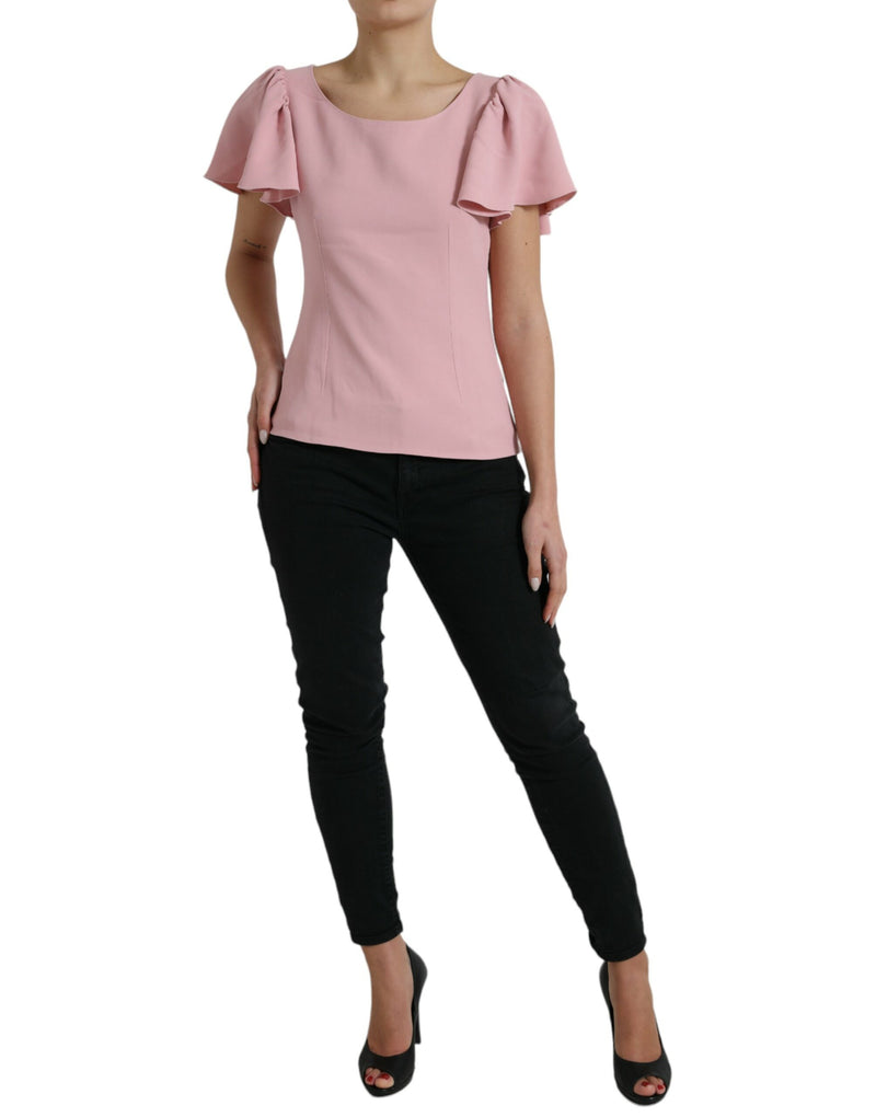 Dolce & Gabbana Blouse Top Rose à Manches Courtes