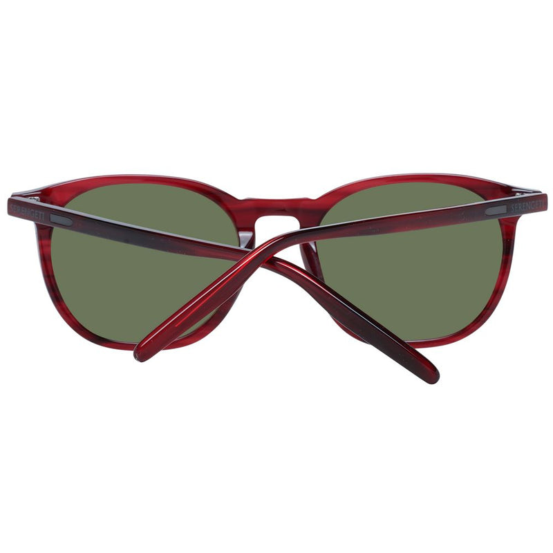 Serengeti Red Unisex Sunglasses with Polarized Green Lenses
