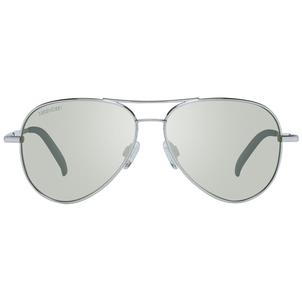 Serengeti Silver Unisex Aviator Sunglasses with Polarized Lenses