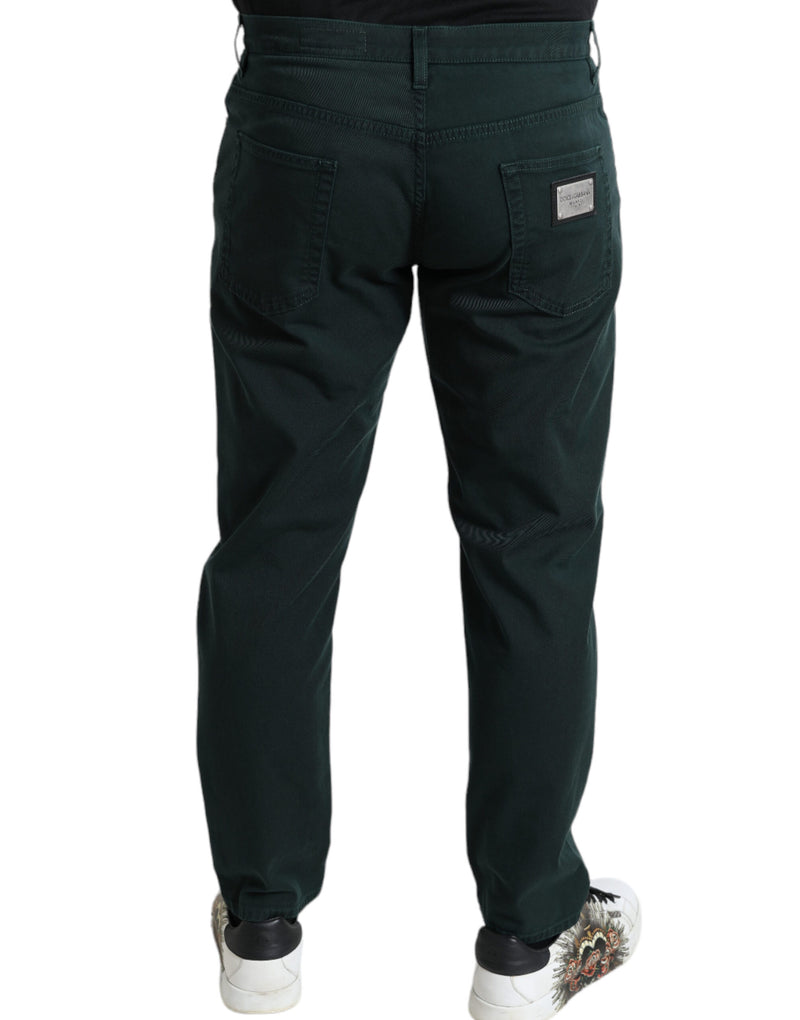 Dolce &amp; Gabbana groene, rekbare, skinny jeans voor heren van katoen.