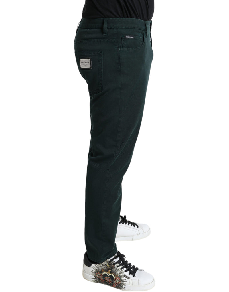 Dolce &amp; Gabbana groene, rekbare, skinny jeans voor heren van katoen.