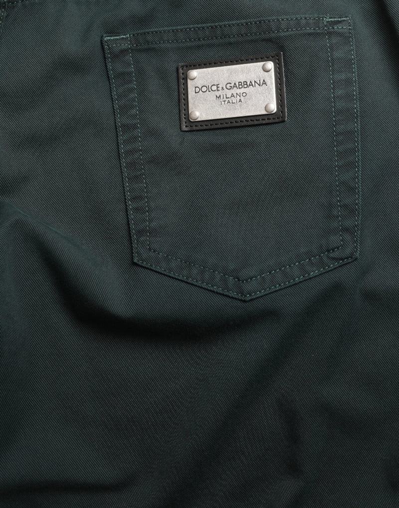 Dolce &amp; Gabbana groene, rekbare, skinny jeans voor heren van katoen.