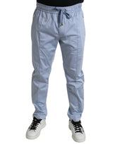 Pantalon de jogging en coton extensible bleu clair Dolce &amp; Gabbana