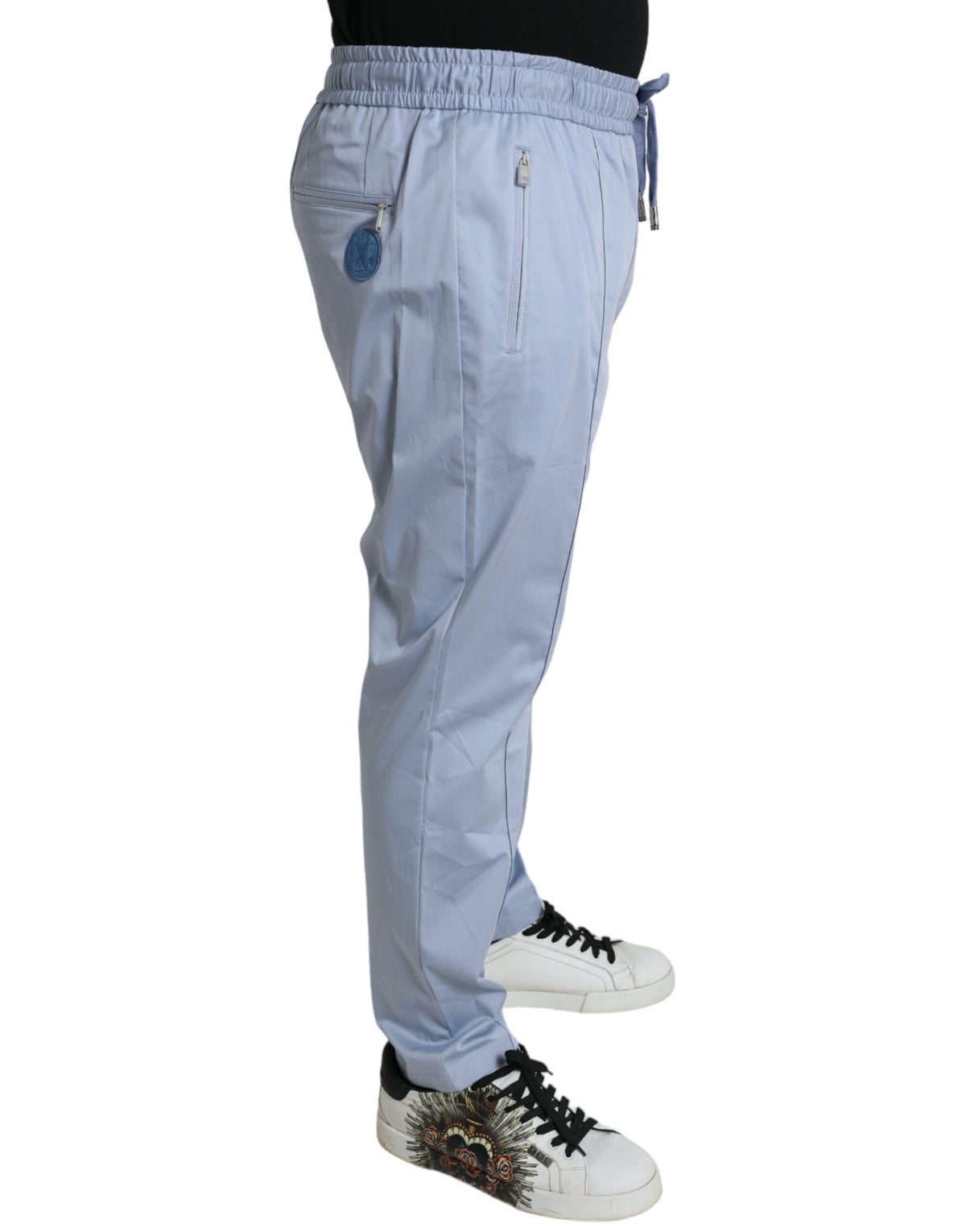 Pantalon de jogging en coton extensible bleu clair Dolce &amp; Gabbana