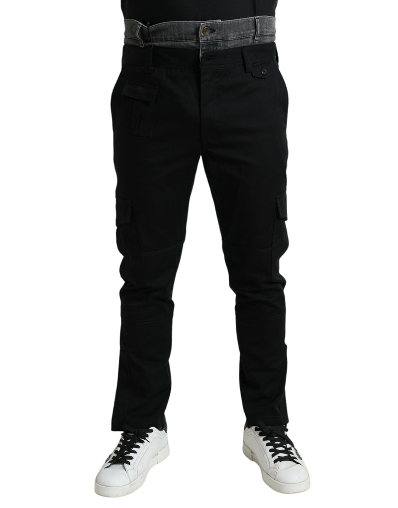 Dolce &amp; Gabbana zwarte grijze smalle katoenen denim jeansbroek