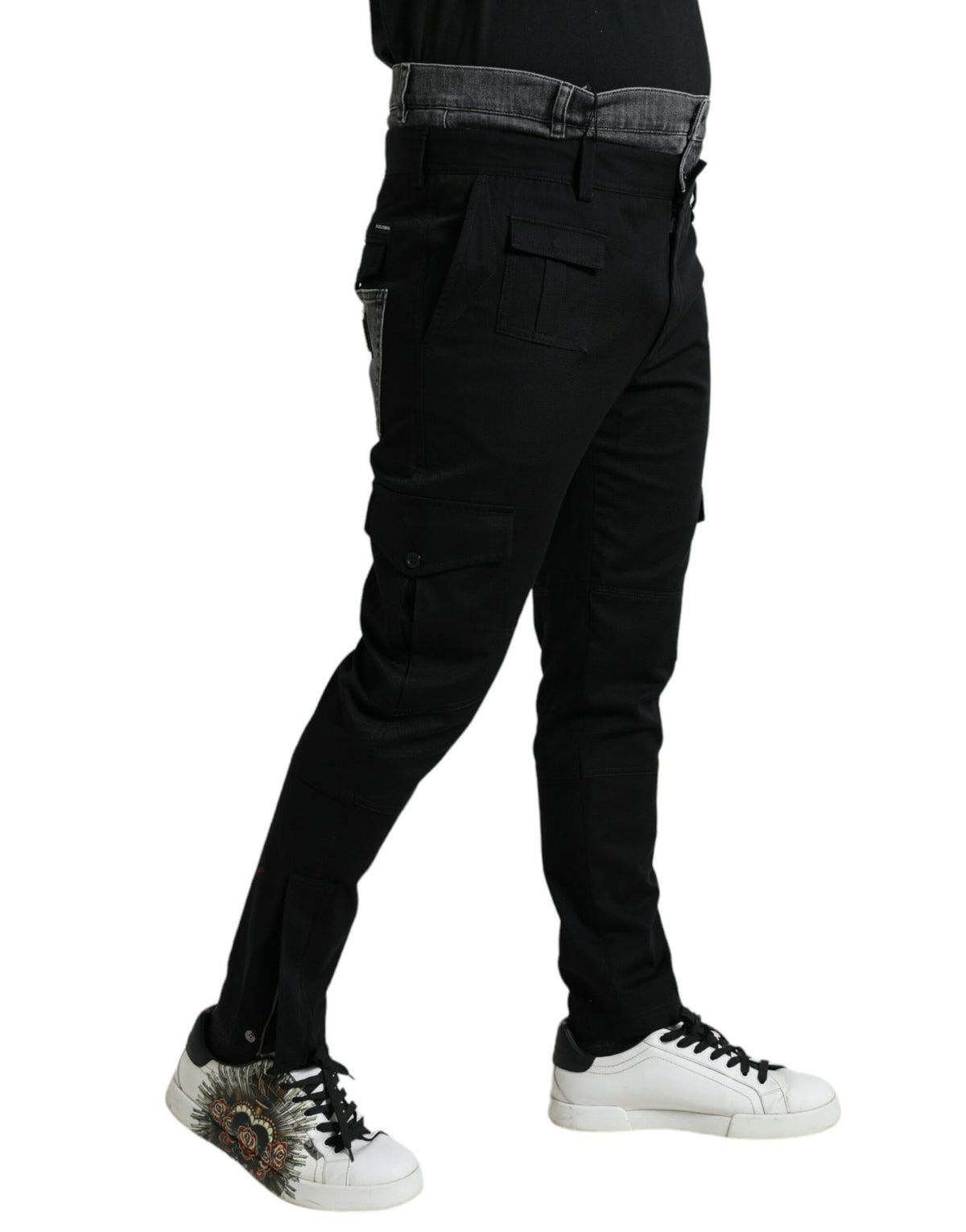 Pantalons en jean slim en coton noir et gris de Dolce &amp; Gabbana