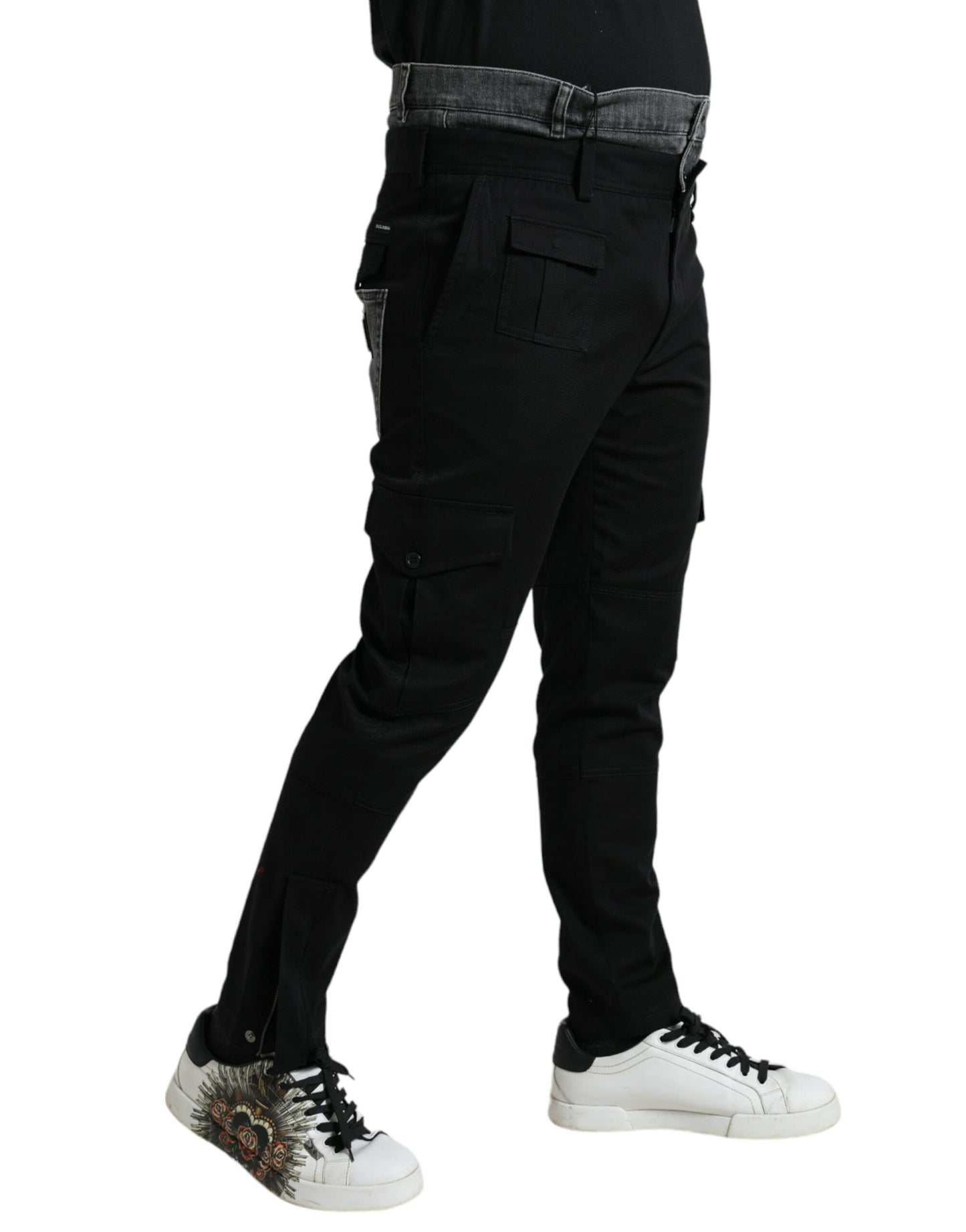 Pantalons en jean slim en coton noir et gris de Dolce &amp; Gabbana