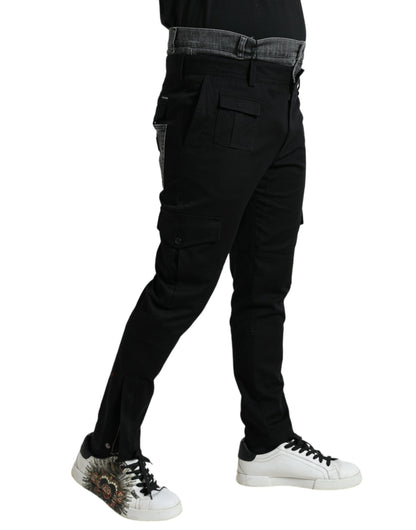 Pantalons en jean slim en coton noir et gris de Dolce &amp; Gabbana