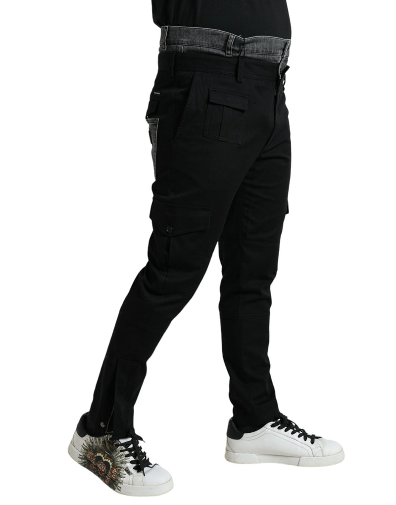Dolce &amp; Gabbana zwarte grijze smalle katoenen denim jeansbroek