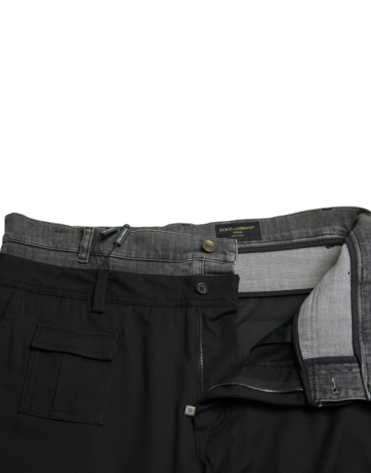 Pantalons en jean slim en coton noir et gris de Dolce &amp; Gabbana