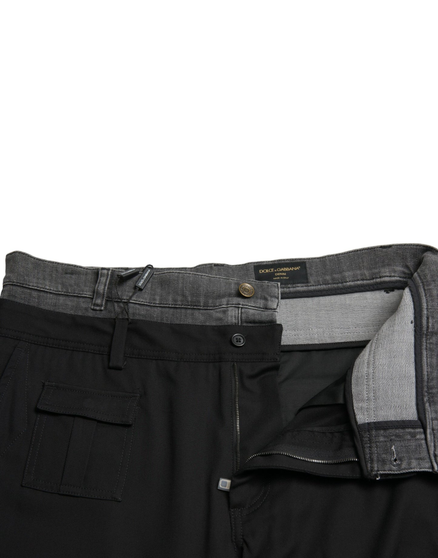 Pantalons en jean slim en coton noir et gris de Dolce &amp; Gabbana