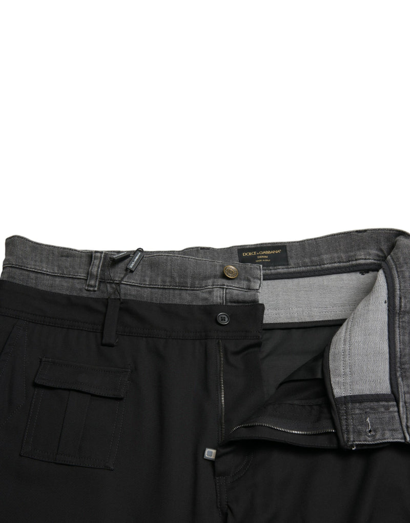 Dolce &amp; Gabbana zwarte grijze smalle katoenen denim jeansbroek