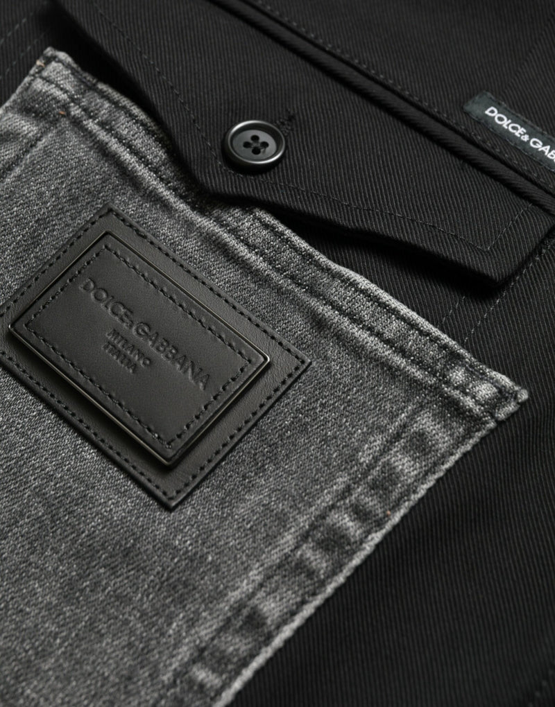 Dolce &amp; Gabbana zwarte grijze smalle katoenen denim jeansbroek