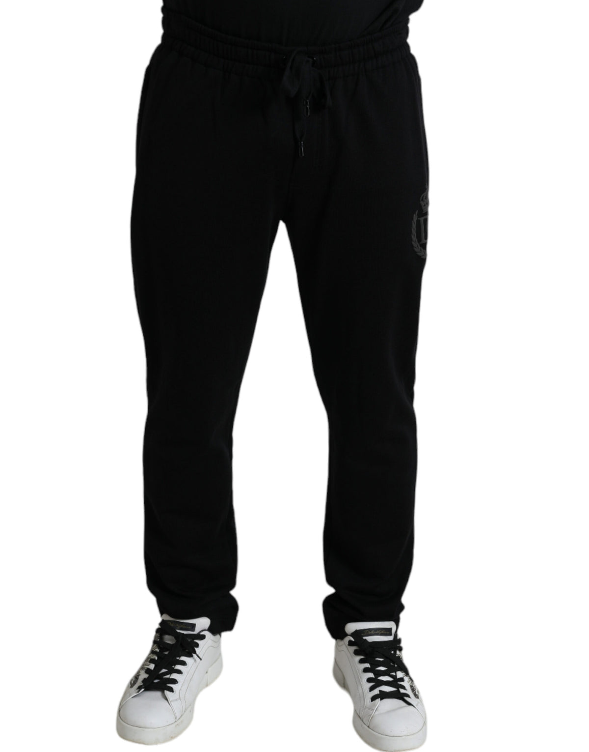 Pantalon de jogging skinny en coton noir avec logo DG de Dolce &amp; Gabbana