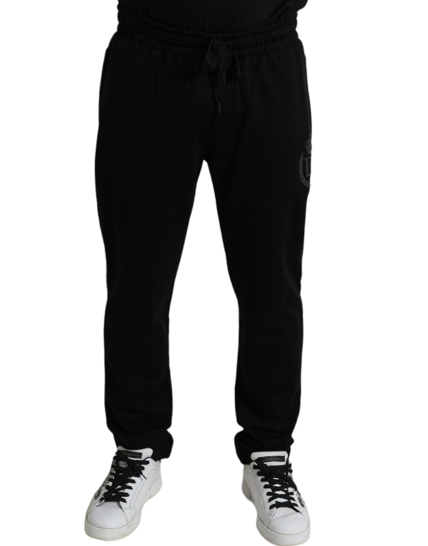 Pantalon de jogging skinny en coton noir avec logo DG de Dolce &amp; Gabbana
