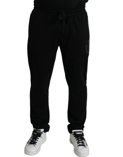 Pantalon de jogging skinny en coton noir avec logo DG de Dolce &amp; Gabbana