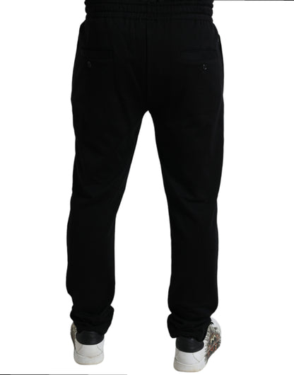Pantalon de jogging skinny en coton noir avec logo DG de Dolce &amp; Gabbana