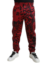 Pantalon de jogging léopard rouge et noir extensible Dolce &amp; Gabbana