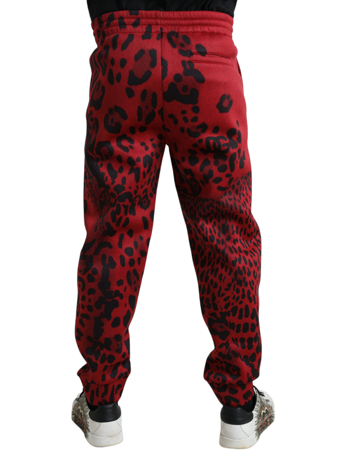 Pantalon de jogging léopard rouge et noir extensible Dolce &amp; Gabbana