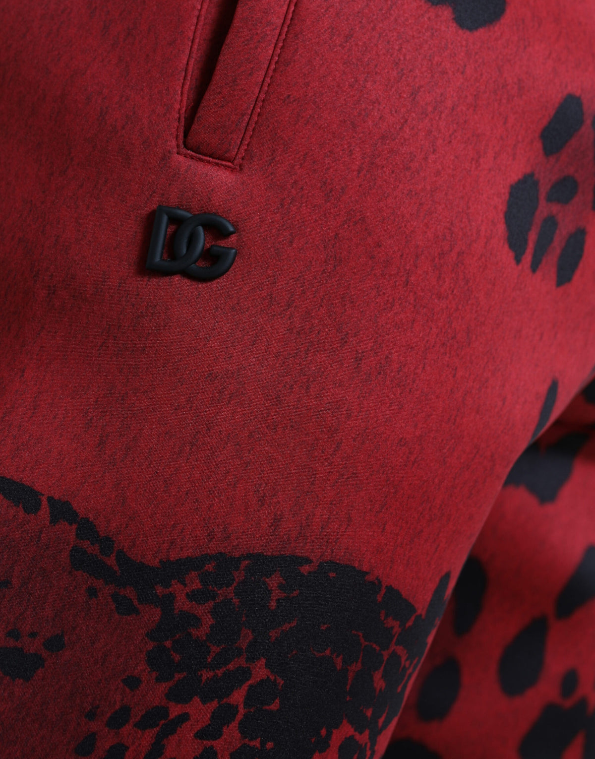 Pantalon de jogging léopard rouge et noir extensible Dolce &amp; Gabbana