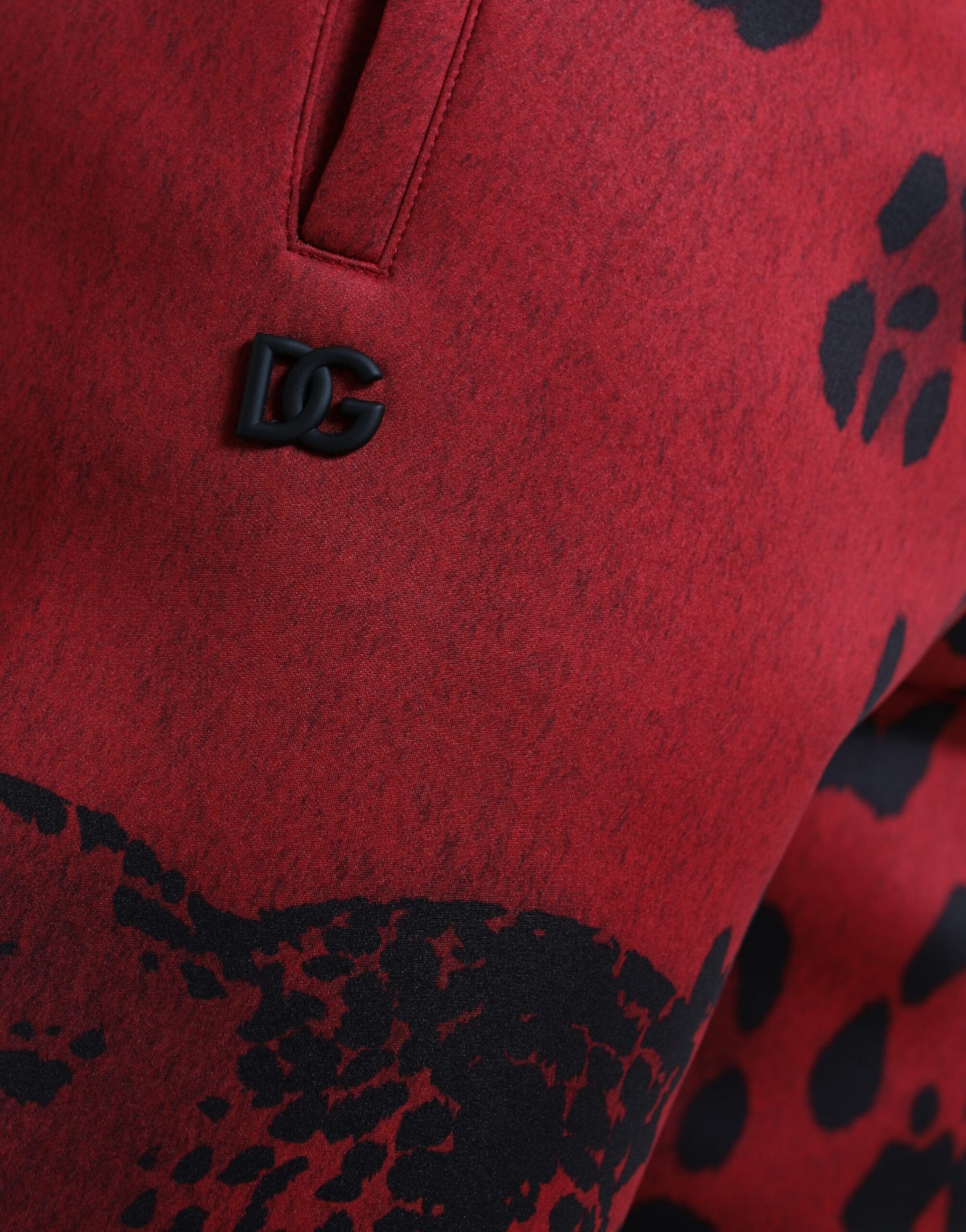 Pantalon de jogging léopard rouge et noir extensible Dolce &amp; Gabbana