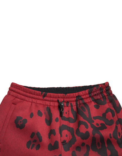 Pantalon de jogging léopard rouge et noir extensible Dolce &amp; Gabbana
