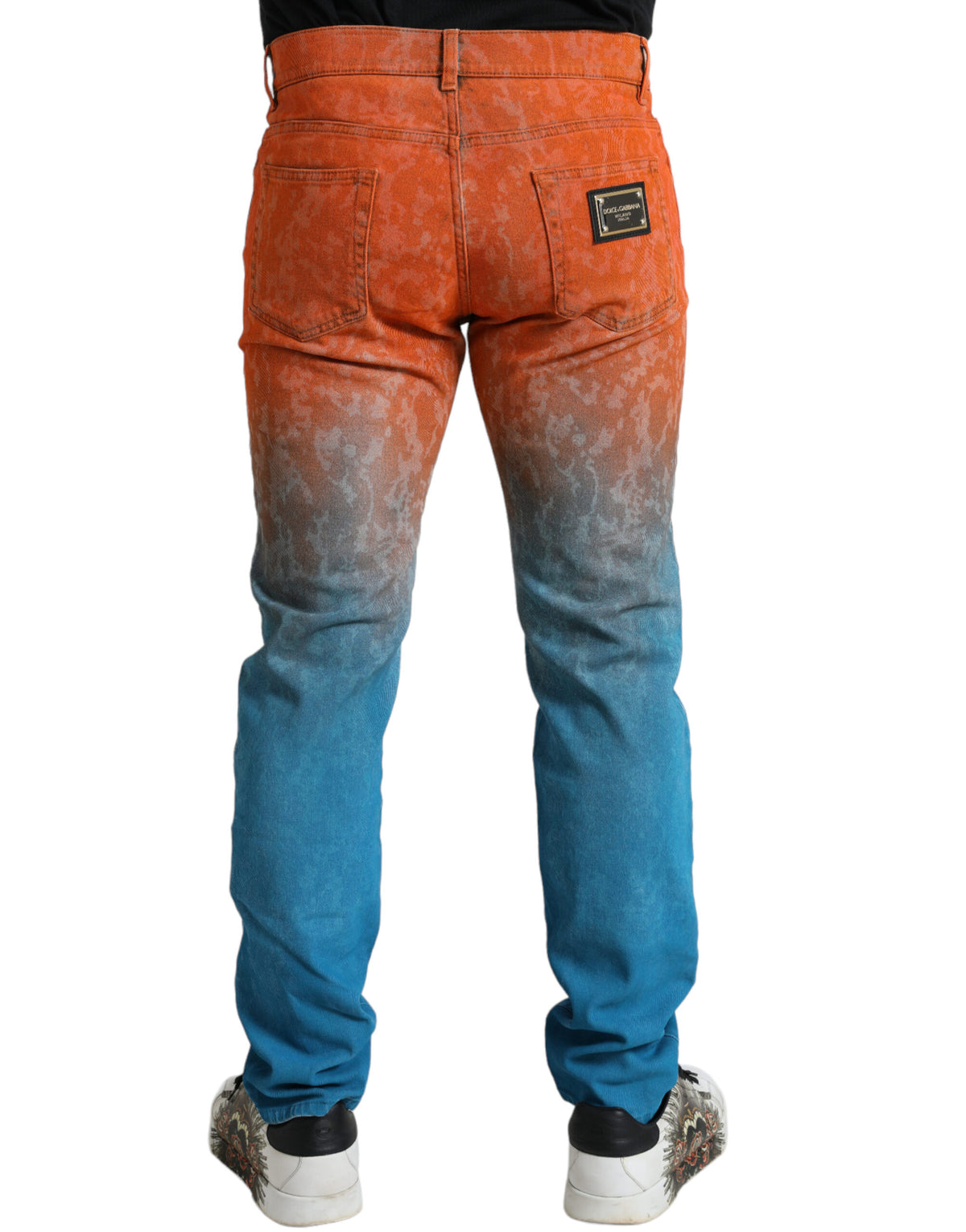 Jeans en coton slim fit à dégradé multicolore Dolce &amp; Gabbana