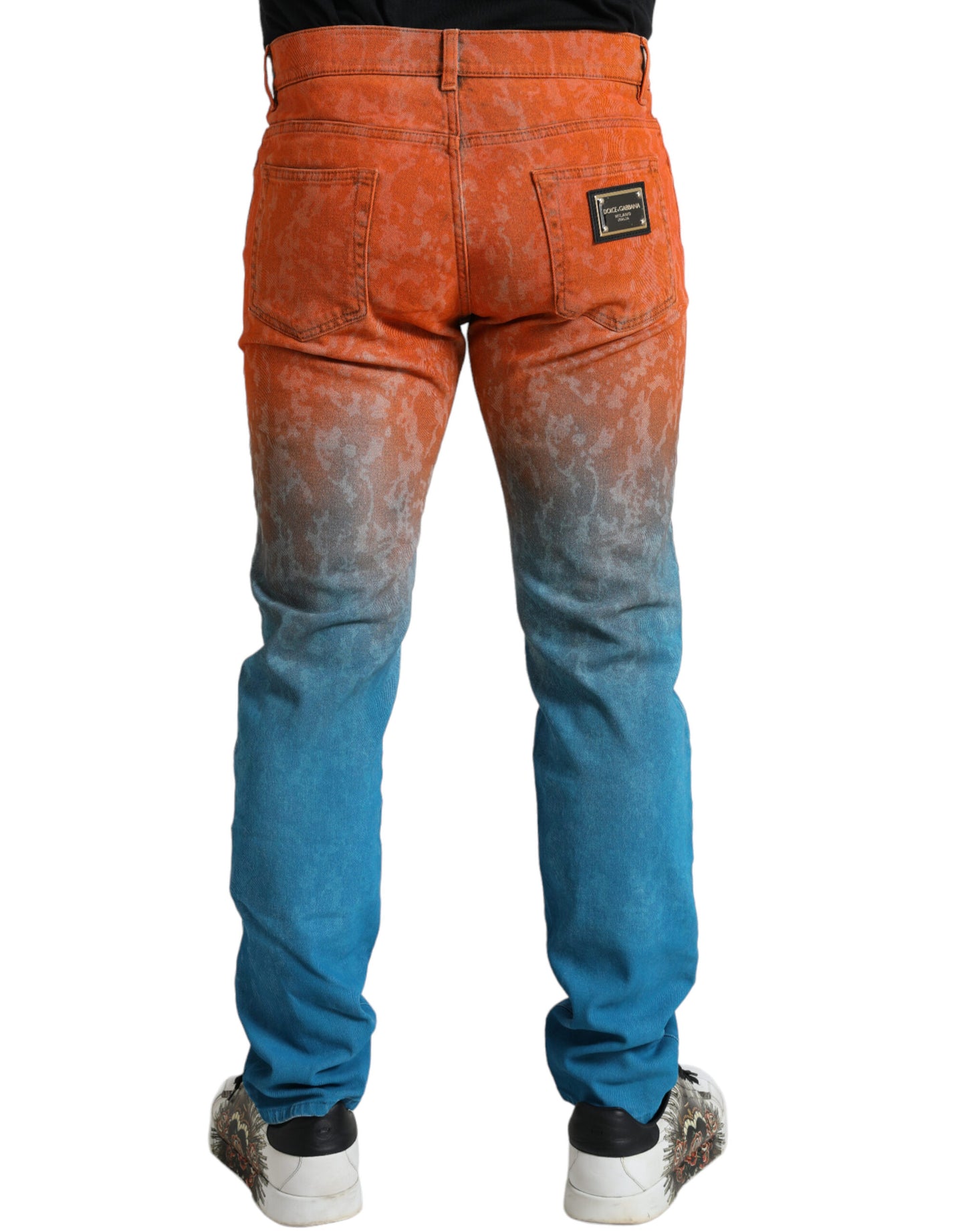Jeans en coton slim fit à dégradé multicolore Dolce &amp; Gabbana