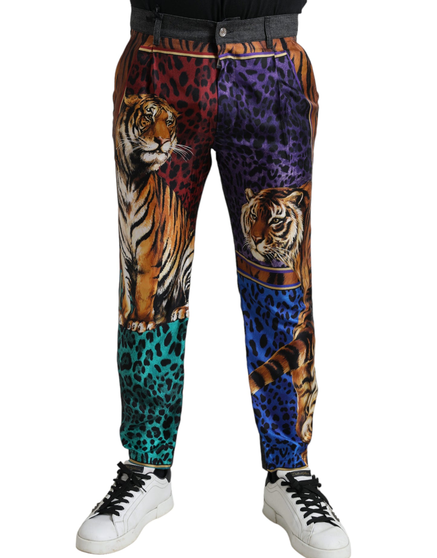 Dolce &amp; Gabbana losvallende spijkerbroek van katoen met tijgerprint in meerdere kleuren