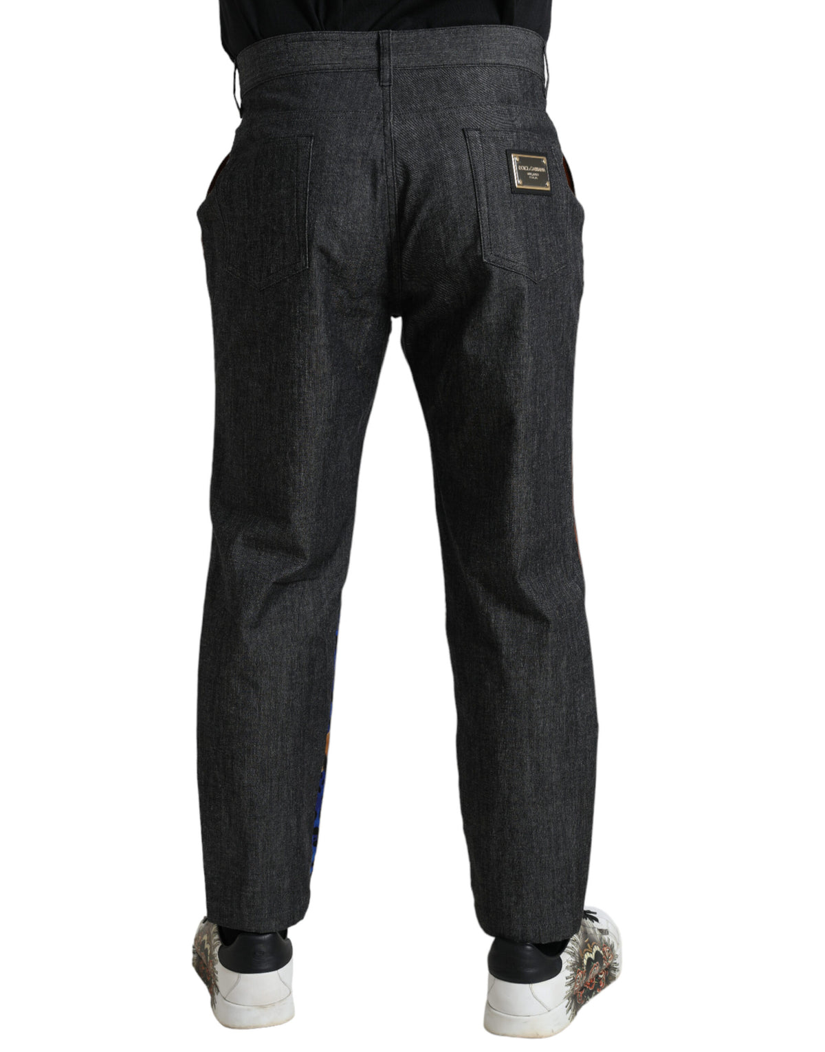 Jeans en jean ample en coton à motif tigre multicolore de Dolce &amp; Gabbana