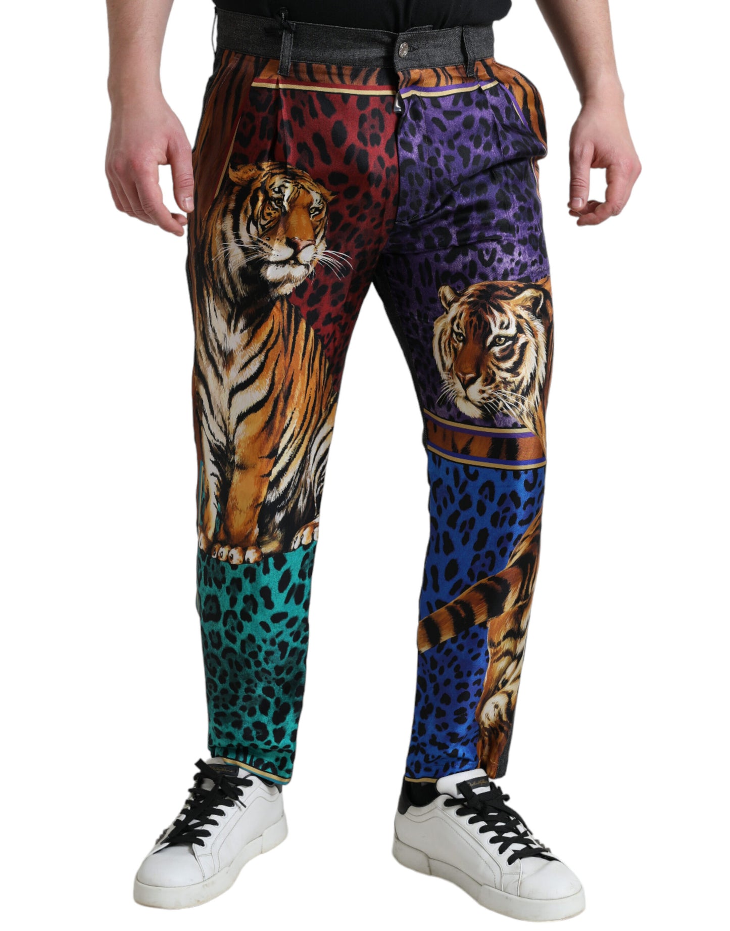 Dolce &amp; Gabbana losvallende spijkerbroek van katoen met tijgerprint in meerdere kleuren