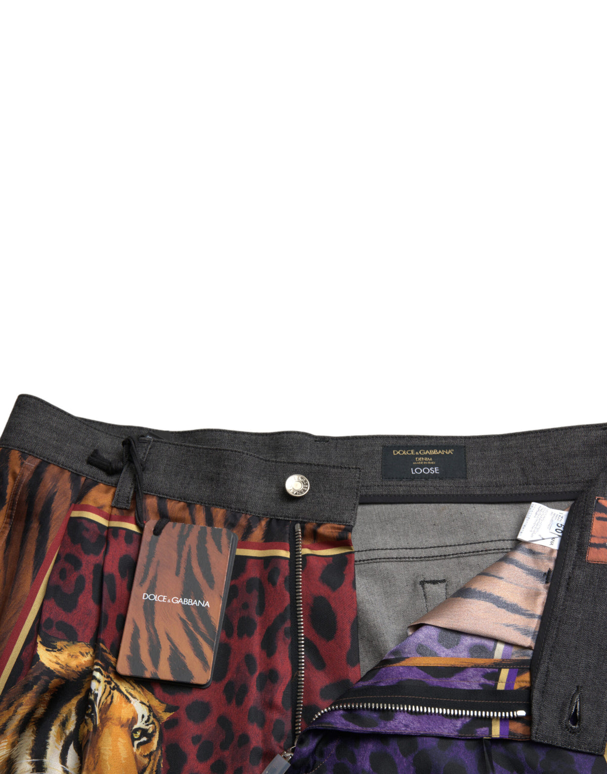Jeans en jean ample en coton à motif tigre multicolore de Dolce &amp; Gabbana