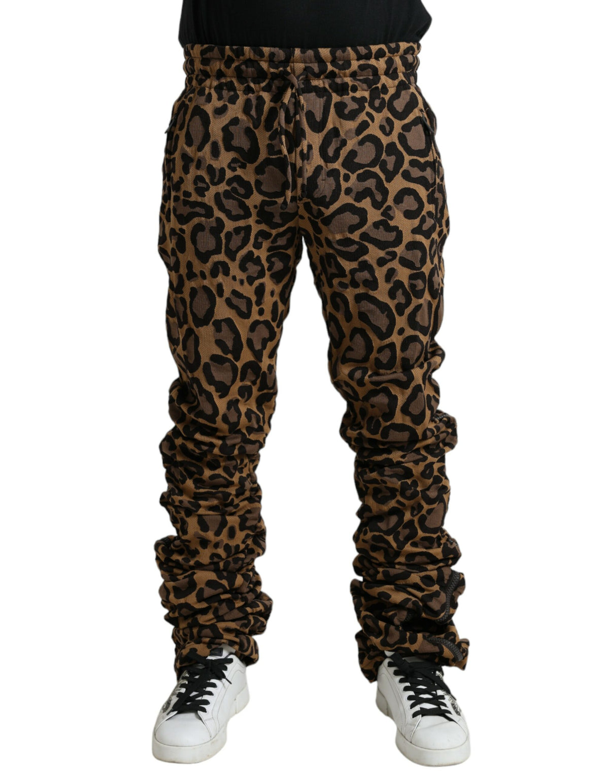 Pantalon de jogging en jacquard léopard marron de Dolce &amp; Gabbana