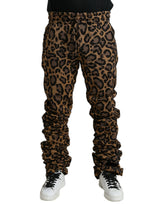 Pantalon de jogging en jacquard léopard marron de Dolce &amp; Gabbana