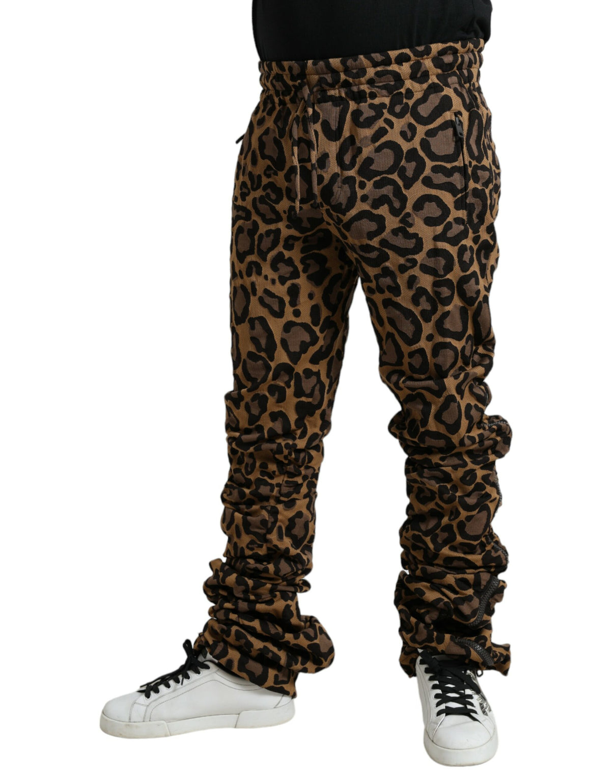 Pantalon de jogging en jacquard léopard marron de Dolce &amp; Gabbana